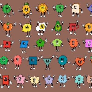 42 Set Cute Classic Vintage Cartoon Comic emotion Happy face expression hand and foot doodle Digital File retro comic,vintage comic,cartoon