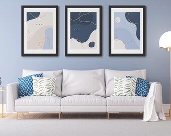Set of six modern abstract aesthetic gallery wall templates with organic shapes (Digital Download)