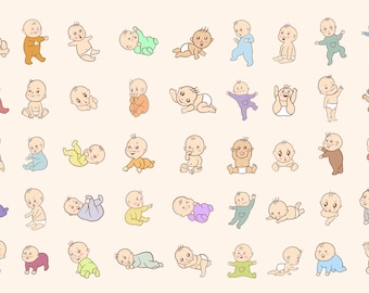45 Set Bundle Cute Baby Babies Boy Toddler, Newborn, Child Cartoon Clipart Print Digital File Vector baby clipart,baby girl clipart,newborn