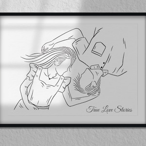 Benutzerdefinierte Gesichtslose Portrait, Gesichtslose Portrait Druck, Benutzerdefinierte Porträt, Gesichtslose Digitales Porträt, Paar Digitale Gesichtslose Illustration Liebe Kunst