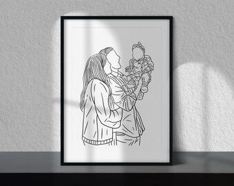 Ilustración minimalista personalizada / Dibujo a partir de una foto / Retrato de pareja personalizado / Ilustración de línea / Retrato de arte lineal / Retrato a partir de una foto