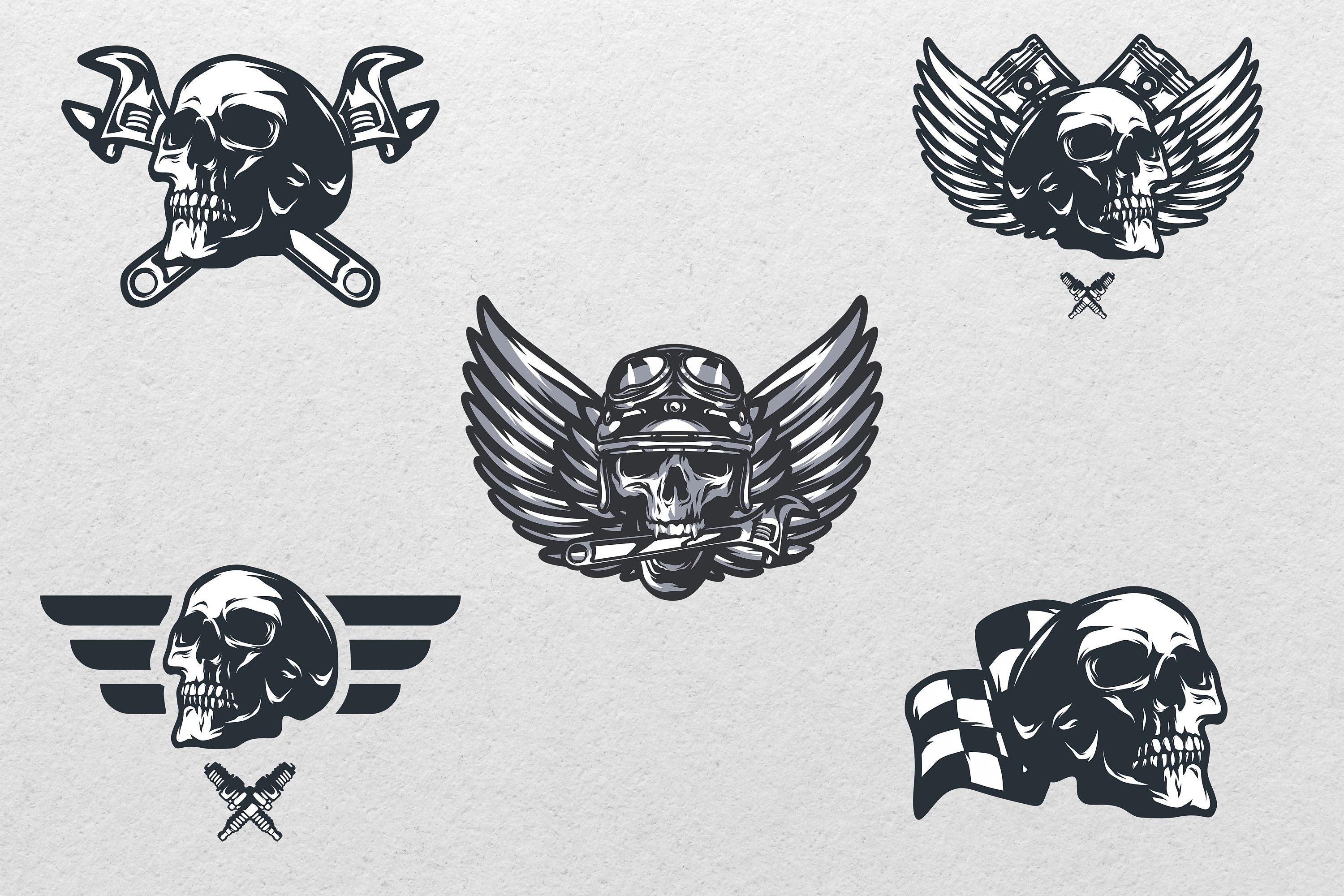 15 Set Bundle Skull Head Rider Vintage | Skull Svg Bundle Skull Head ...