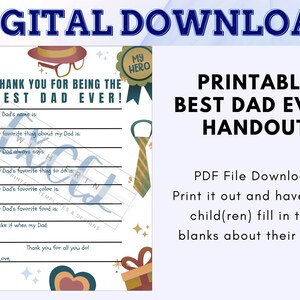Father&#39;s Day Printable - Best Dad Ever Printable