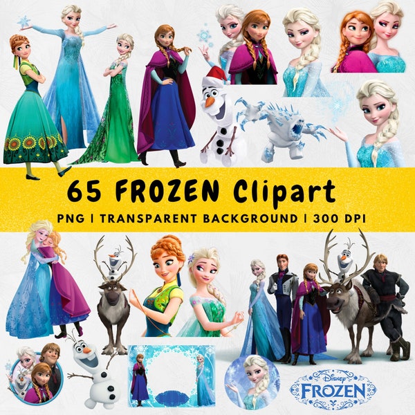 Frozen Clipart Digital, Frozen Invitation Card, Frozen Circle, PNG, Party Decoration, Instant Download, frozen bundle Illustrations.