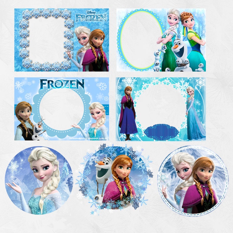 Frozen Clipart Digital, Frozen Invitation Card, Frozen Circle, PNG, Party Decoration, Instant Download, frozen bundle Illustrations. image 2