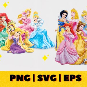Disney Princess SVG, Princess PNG, Princess Silhouette Svg, Vinyl Cut File, Princess Design SVG, Cricuit, Princess Birthday, Princess Shirt