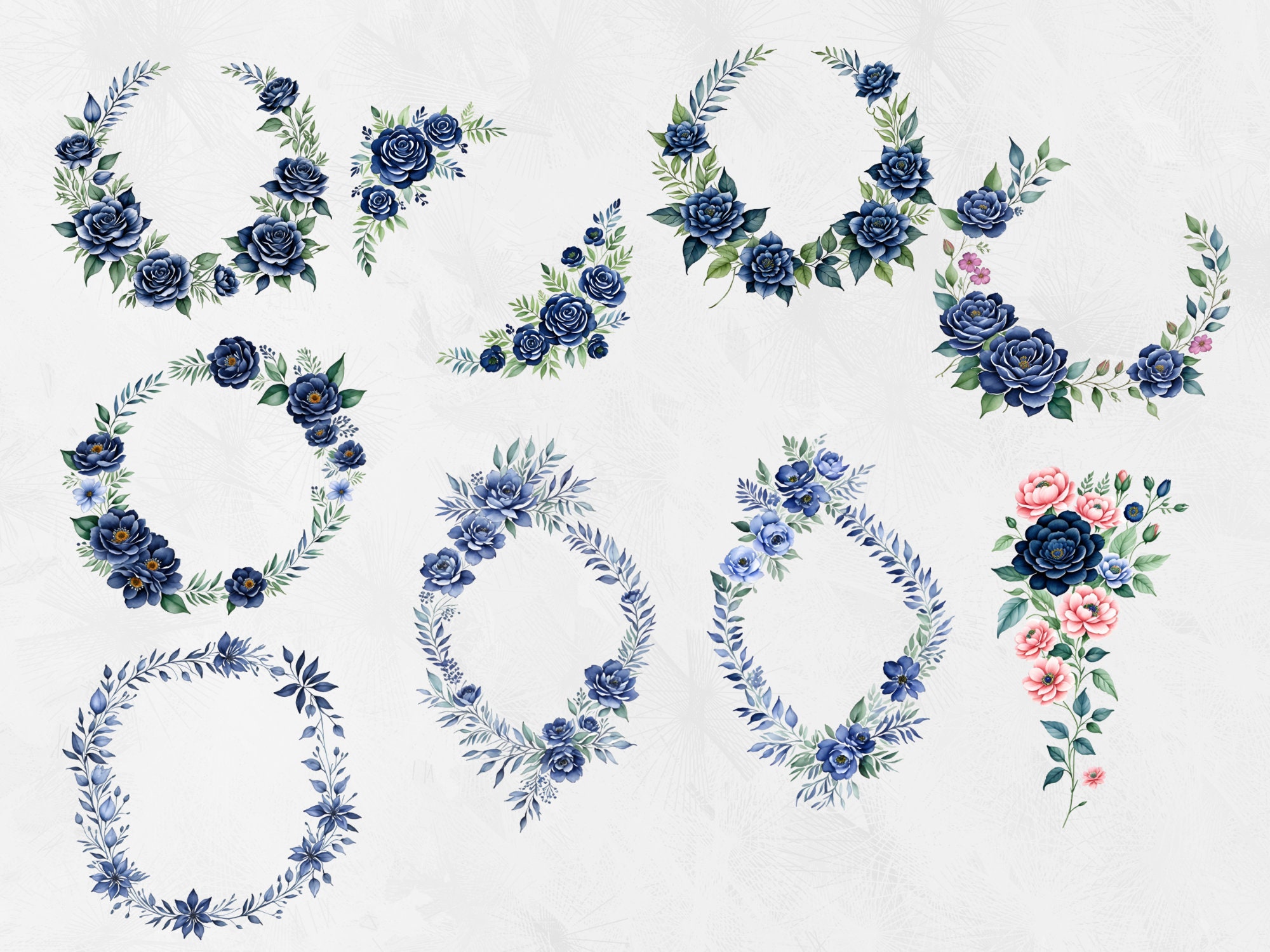 55 Navy Blue Flowers PNG, Blue Flowers PNG, Watercolor Floral Clipart ...