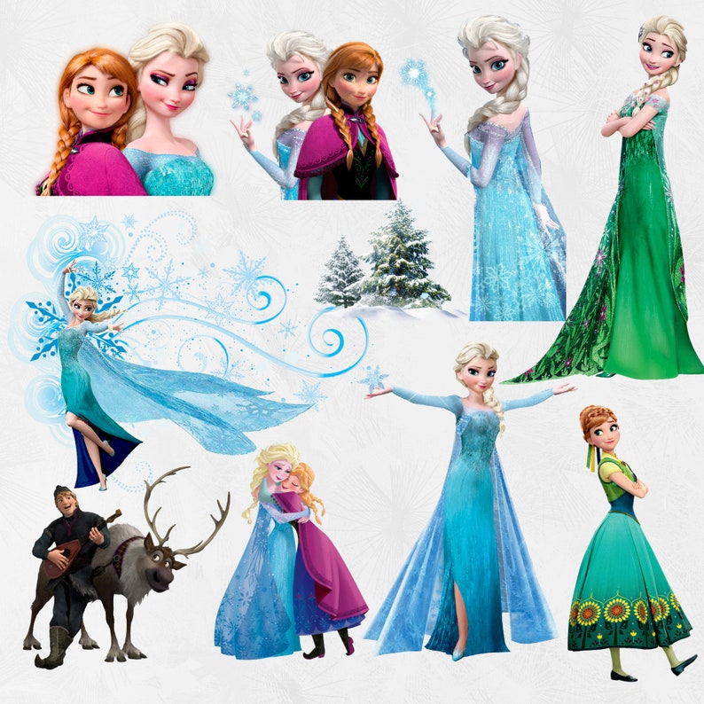 Frozen Clipart Digital, Frozen Invitation Card, Frozen Circle, PNG, Party Decoration, Instant Download, frozen bundle Illustrations. image 6