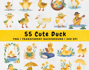 55 Cute Yellow Duck Png, Baby Duckling, Baby Duck, Nursery, Wall Art Decor, Sublimation, Digital Design, Easter Duck, Commercial Use