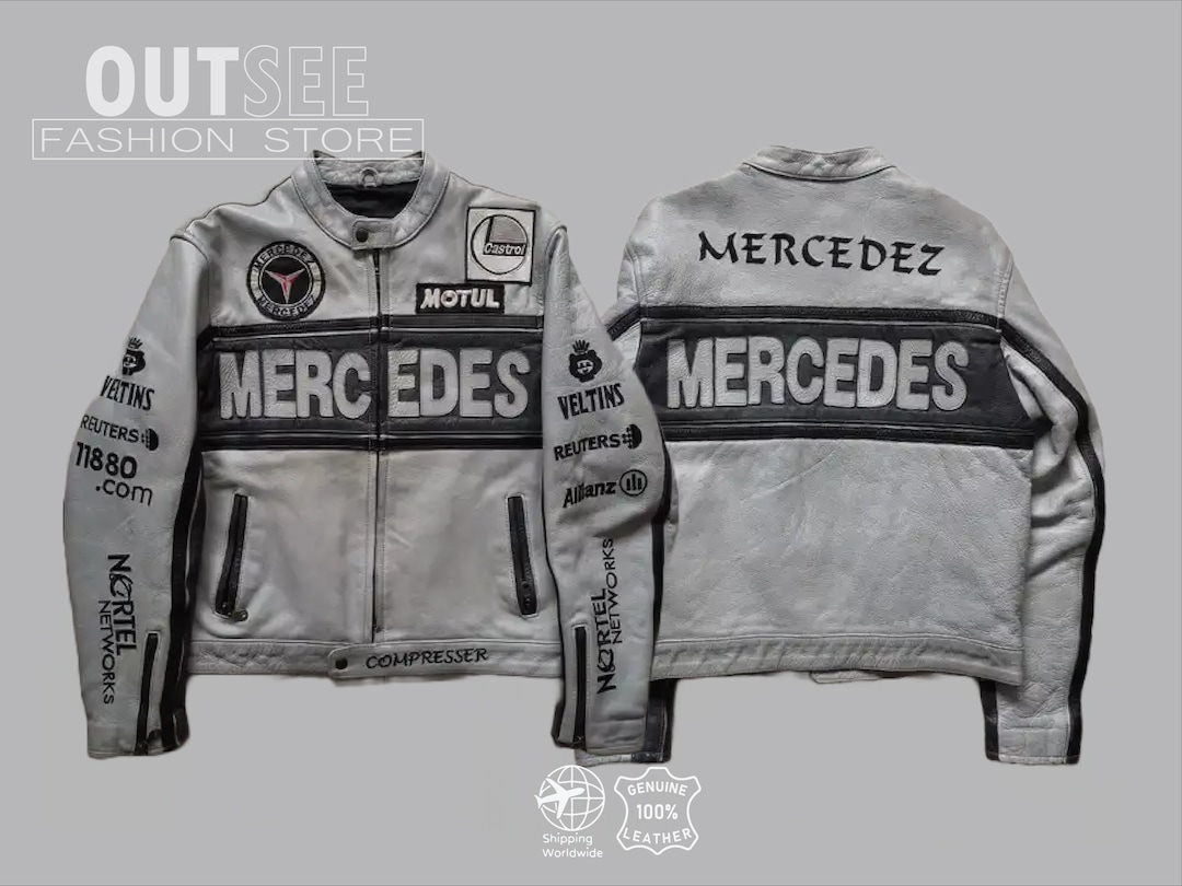 Racing Jacket Mercedes Leather Jacket Mercedes Racing Etsy