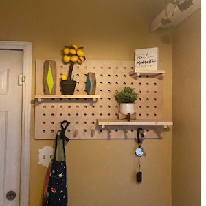 Home Decor Pegboard with Shelves