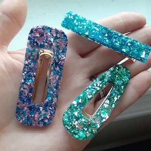 Glitter Resin Hair Clip Set, Glitter Clips, Hair Clips