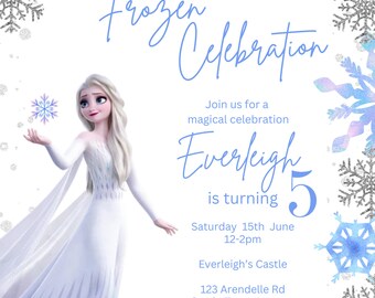 Ice Princess Birthday Invitation, Frozen Birthday, Elsa Birthday invitation, editable template invite