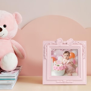 pink picture frames,baby frames，nursery room decor，Children&#39;s Day Gifts，photo frame for girl，Gift to newborn，kid photo frame，baby picture