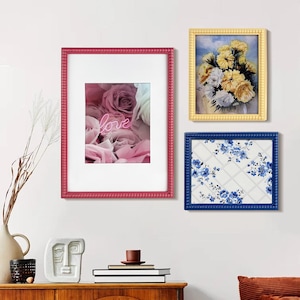 Colorful Wooden Bobbin Frame,4x6 Bobbin Range Picture Frame, Photo Print Frames, Blue Yellow Green Picture Frame, Hanging Wall Collage Frame