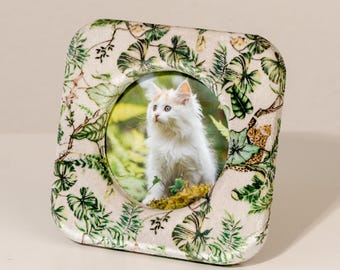 Cat Photo Frame, Cat memory picture frame，Gifts for Cats, dog wood frame，pet picture frame，small frame，Christmas gift for cats，Velvet frame