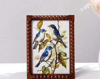 Walnut Wooden Vintage Photo Frame, Solid Wooden Picture Frame, Beaded Photo Frame, Black Walnut, Boho Frame for Home Decor, Gift for Mom
