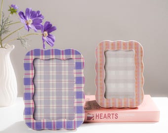 Vintage Tartan Picture Frame,Pink and Purple Plaid Velvet Picture Frame,4x6in Photo Frame,Baby Photo Frame,Plaid Holiday Frame,Cute Frame