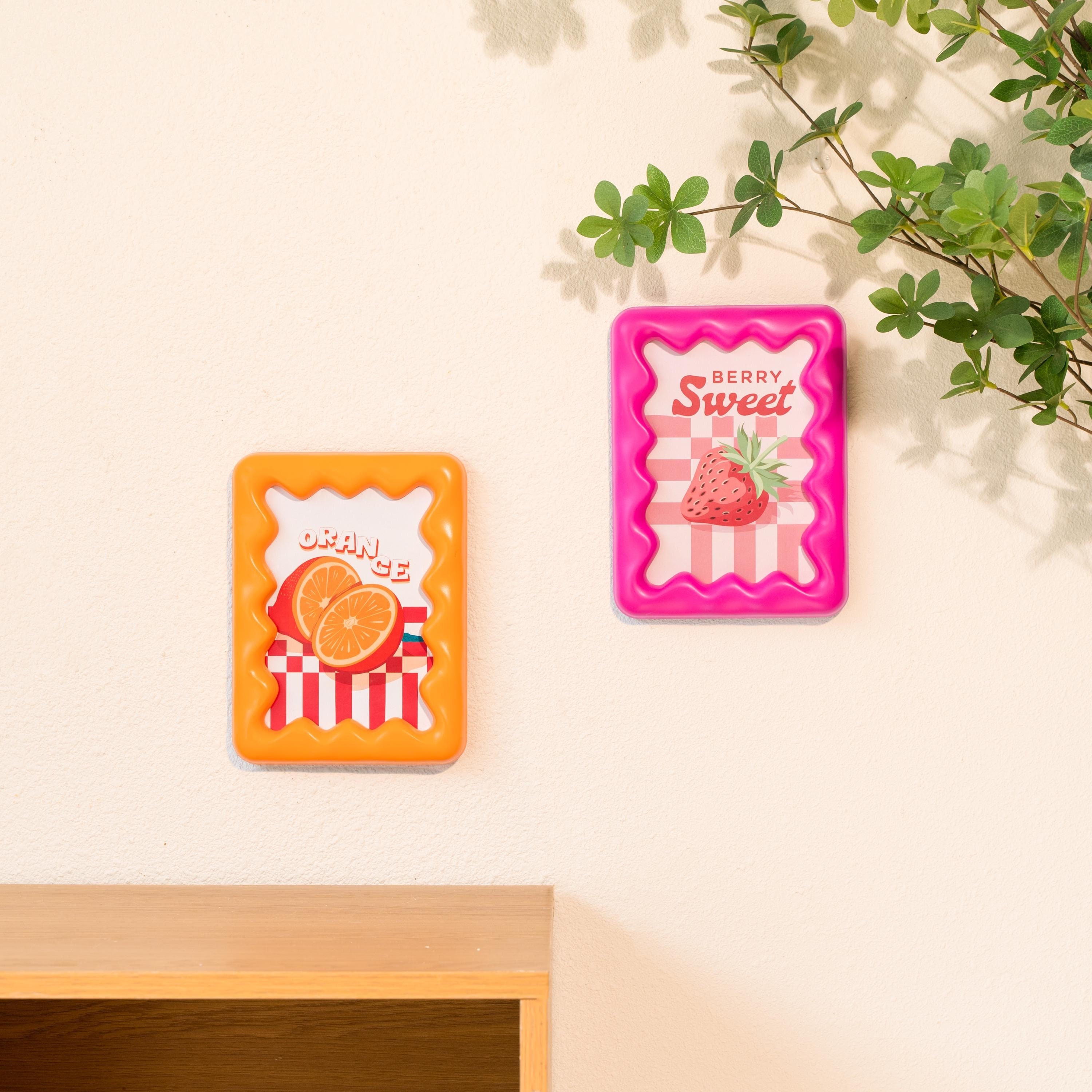 orange Frame,5x7in beautiful memory frame, Modern wall art decor,Wooden Photo Frame,Strawberry frame,kid Room wall decor,Vintage frame