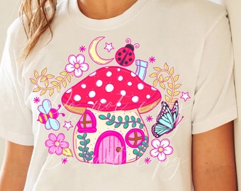 Cottagecore Mystical Mushroom PNG Tshirt Sublimation