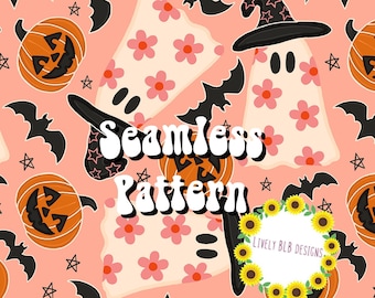 Retro Witchy Ghosts wiederholendes nahtloses Muster-Datei-Design