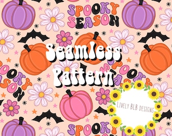 Spooky Season Pumpkins Repeating Seamless Pattern File Design