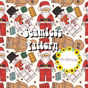 Christmas Santa Blocks Repeating Seamless Pattern File Design