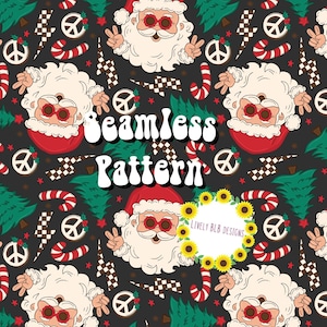Peace Checkered Santa Repeating Seamless Pattern File Design