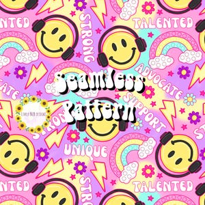 Smile Fidget Affirmation Autism Repeating Seamless Pattern File Design