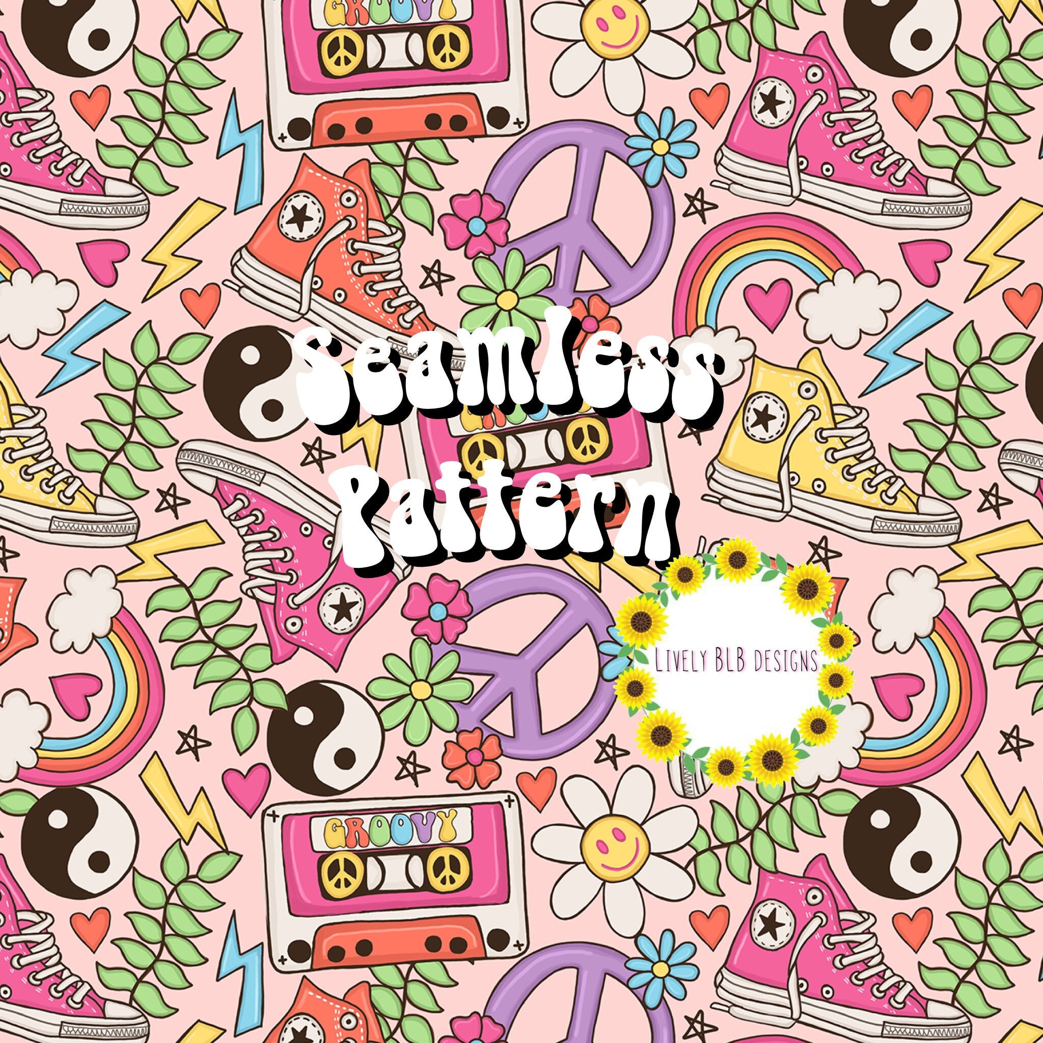 Groovy Yin Yang Shoes Repeating Seamless Pattern File Design Etsy 