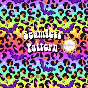 Bats Leopard Halloween Repeating Seamless Pattern File Design