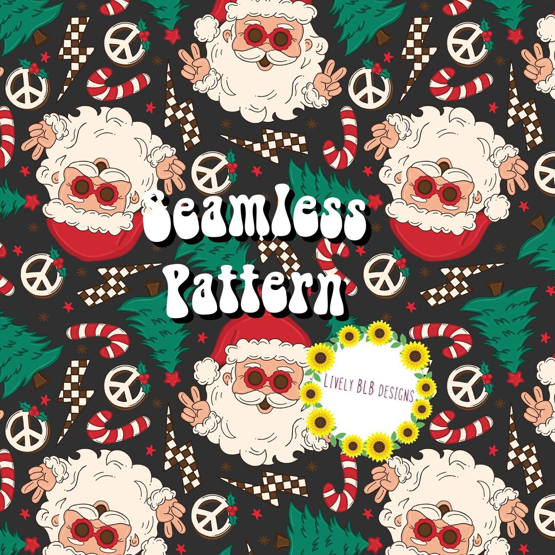Peace Checkered Santa Repeating Seamless Pattern File Design - Etsy