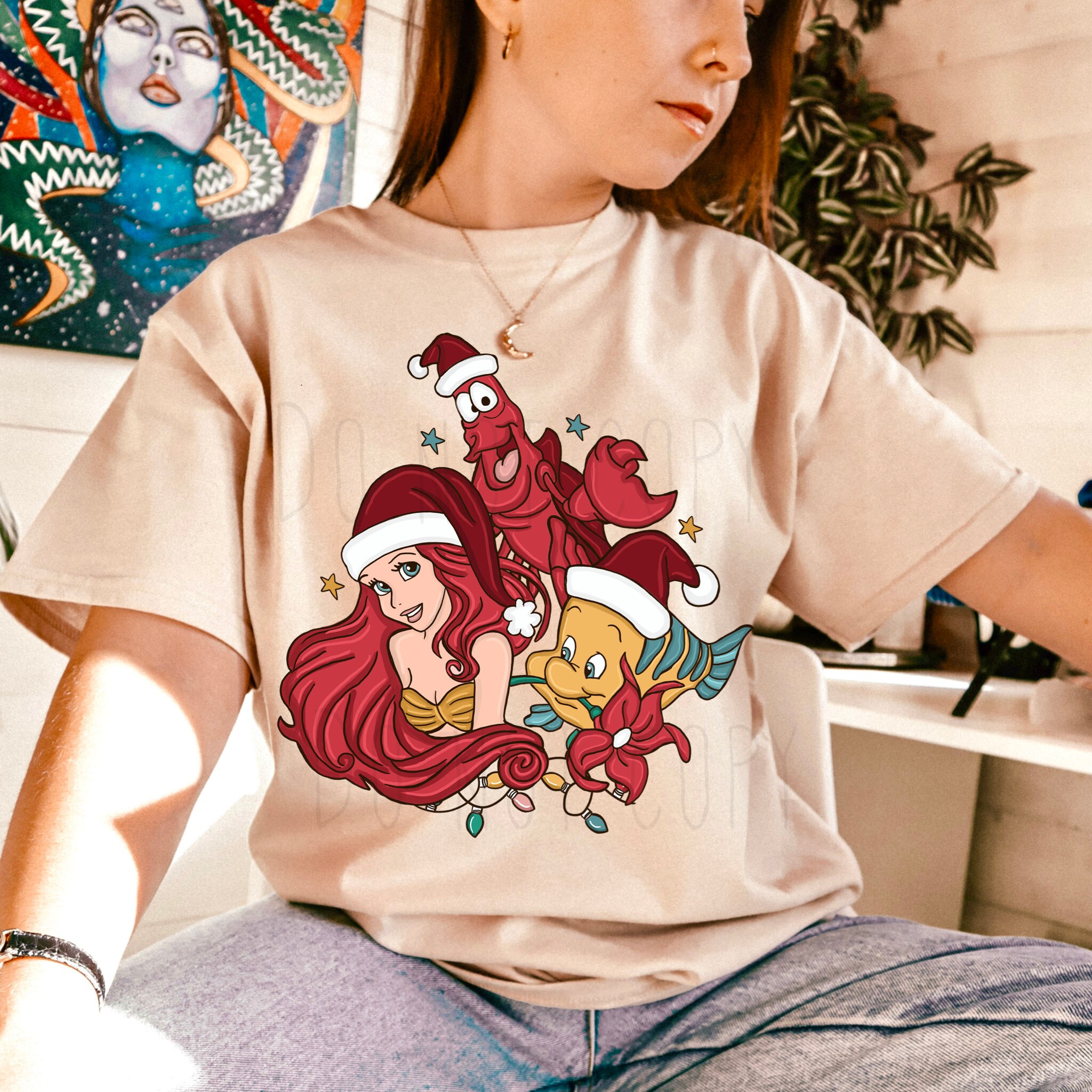 Ariel Christmas Tee - Etsy