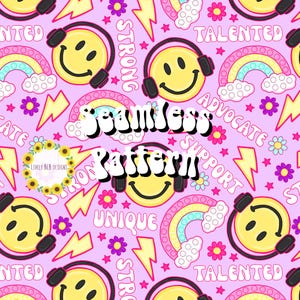 Smile Fidget Affirmation Autism Repeating Seamless Pattern File Design