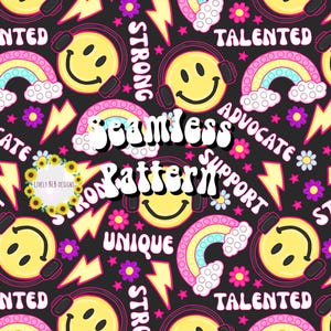 Smile Fidget Affirmation Autism Repeating Seamless Pattern File Design