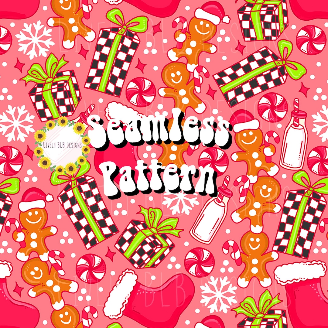Christmas Milk Cookies Gingerbread Repeating Seamless Pattern File ...