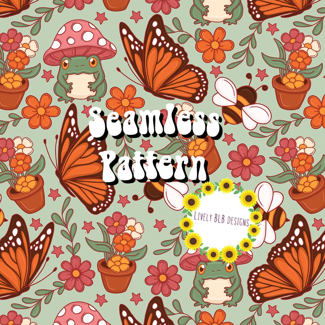 Cottage Core Mushroom Frog Repeating Seamless Pattern File Design - Etsy
