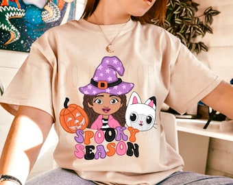 Spooky Season Cat Dollhouse PNG Tshirt Sublimation