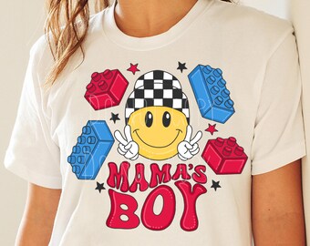 Smile Mamas Boy Block Checkered PNG Tshirt Sublimation