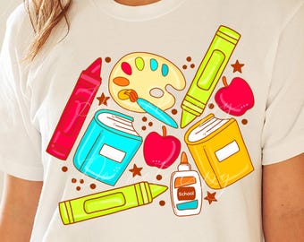 School Crayon Books PNG Tshirt Sublimation