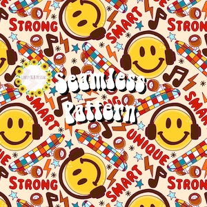 Boy Smile Affirmation Autism Repeating Seamless Pattern File Design