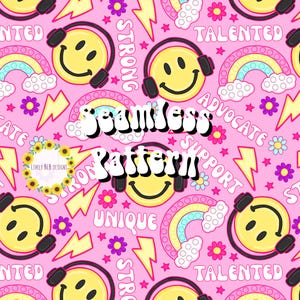Smile Fidget Affirmation Autism Repeating Seamless Pattern File Design