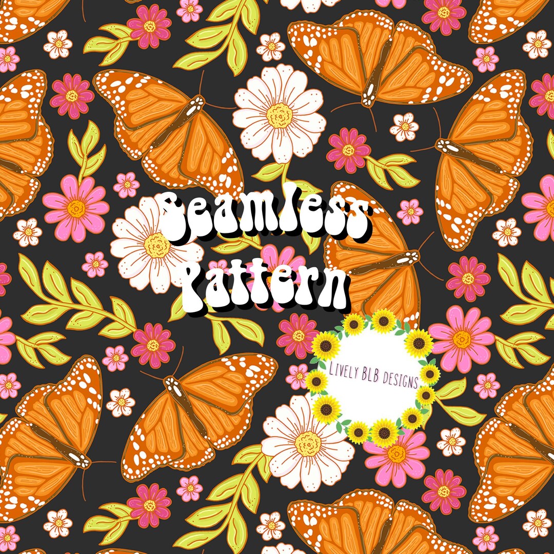 Boho Floral Butterfly Repeating Seamless Pattern File Design - Etsy