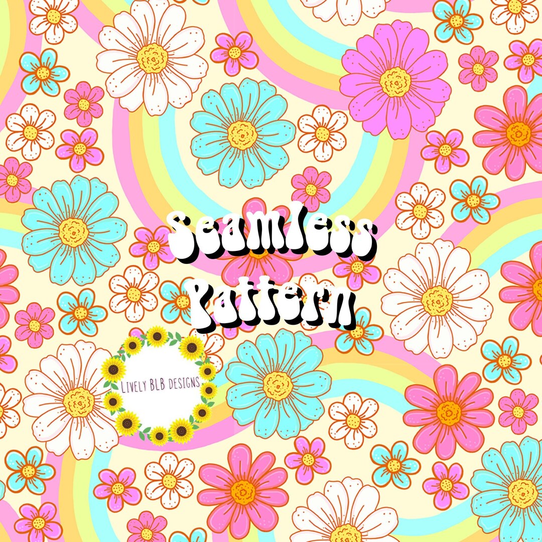 Spring Rainbow Floral Repeating Seamless Pattern File Design - Etsy