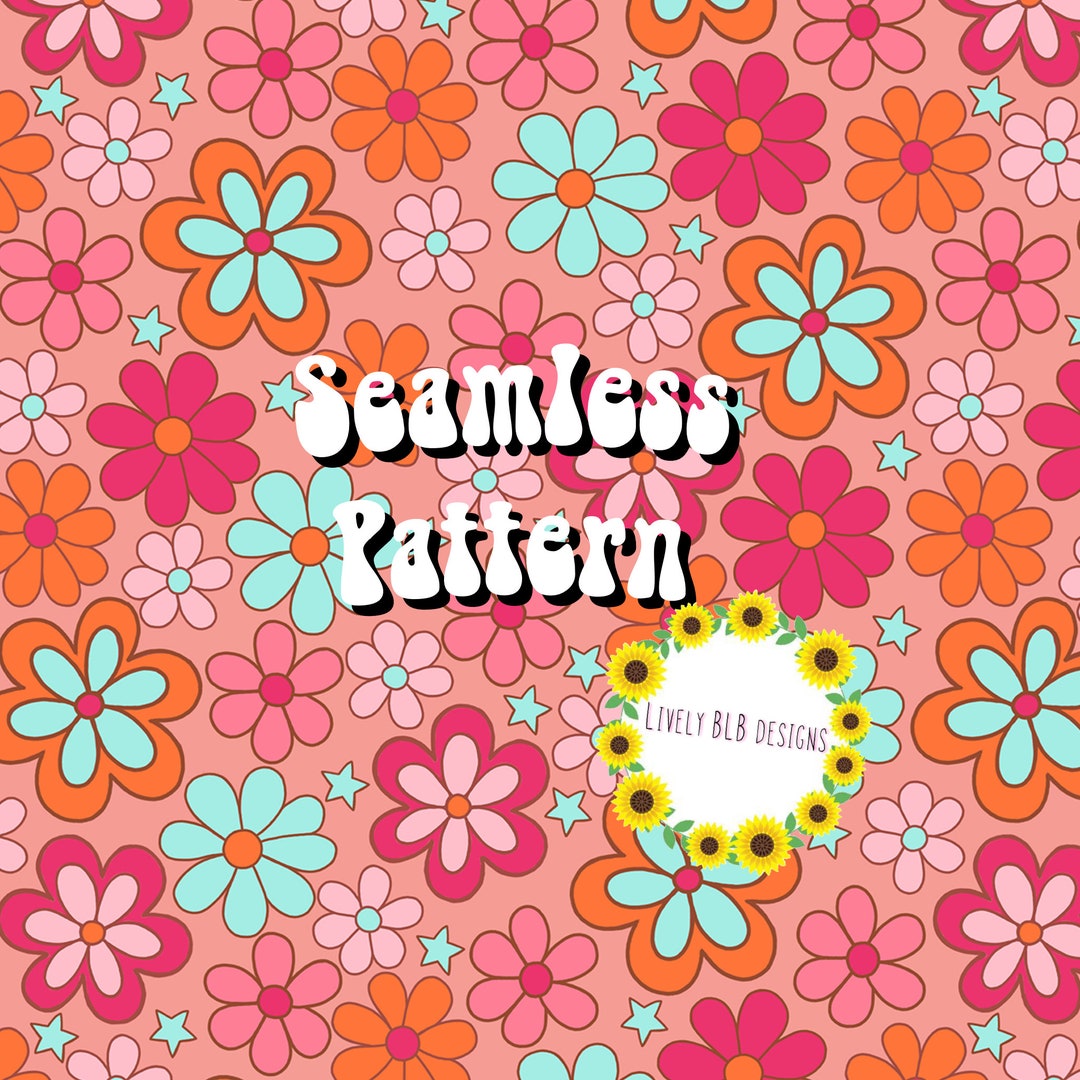 Retro Flowers Repeating Seamless Pattern File Design - Etsy