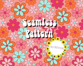 Retro Groovy Floral Seamless Pattern - Colorful Repeating File for ...