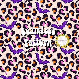 Bats Leopard Halloween Repeating Seamless Pattern File Design