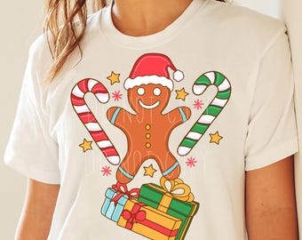 Camiseta PNG de pan de jengibre navideño sublimada