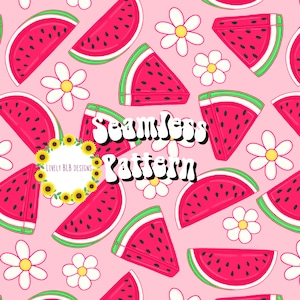 Pink Watermelon Flowers Repeating Seamless Pattern File Design