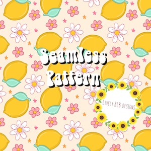 Lemon Daisy Repeating Seamless Pattern File Design